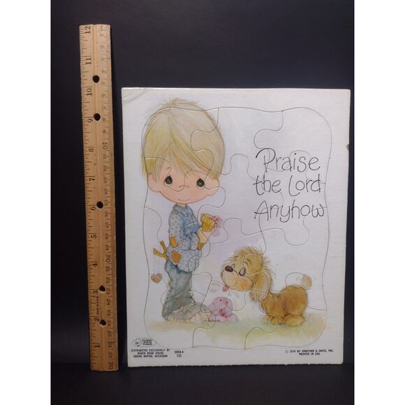 Vintage 1979 Precious Moments Frame Tray Jigsaw Puzzle Christian Jonathan David - Picture 2 of 7
